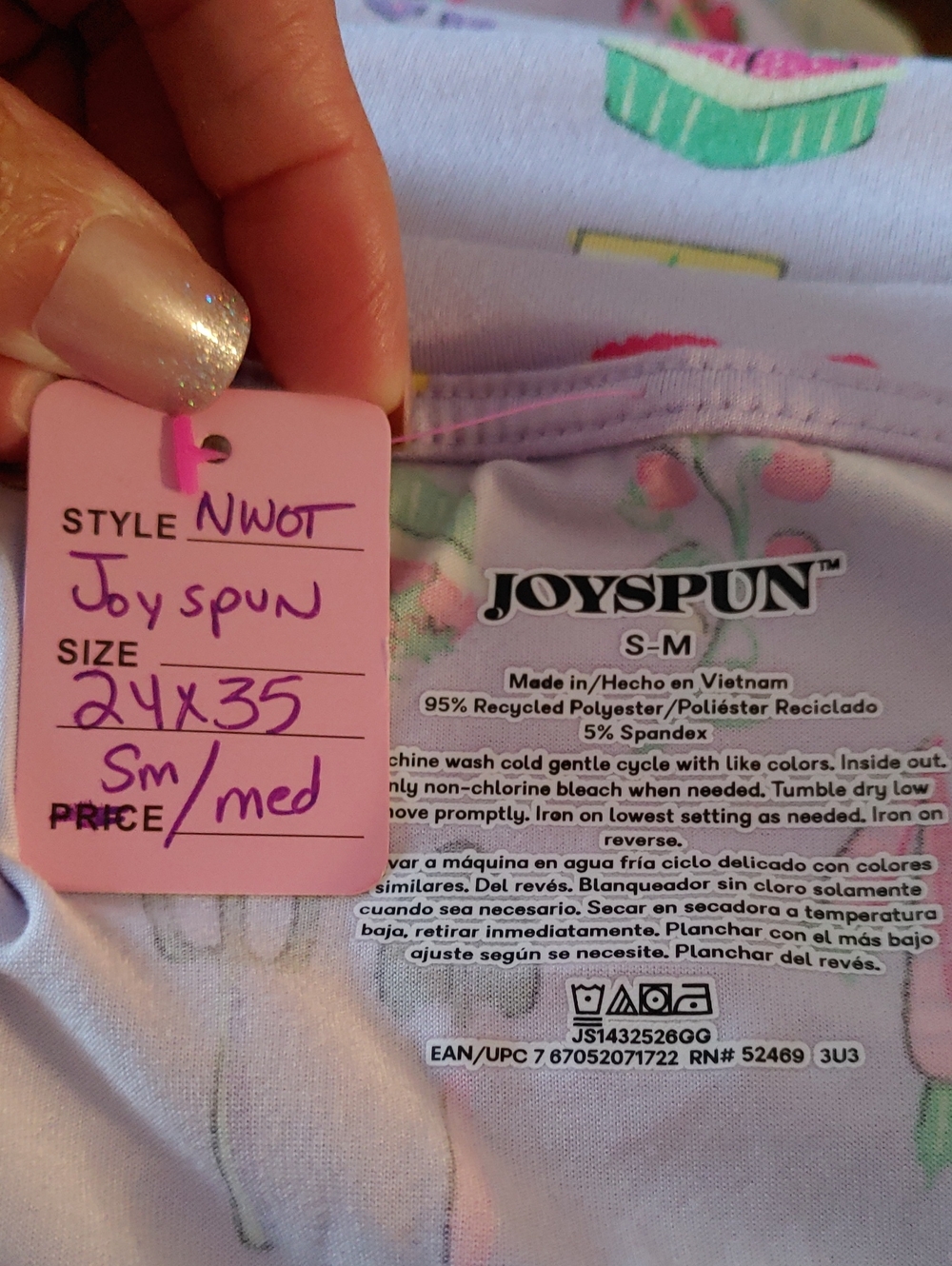 NWOT Joyspun Small/medium Garderner's Theme Purple Short Sleeve Nightshirt - Picture 6 of 6